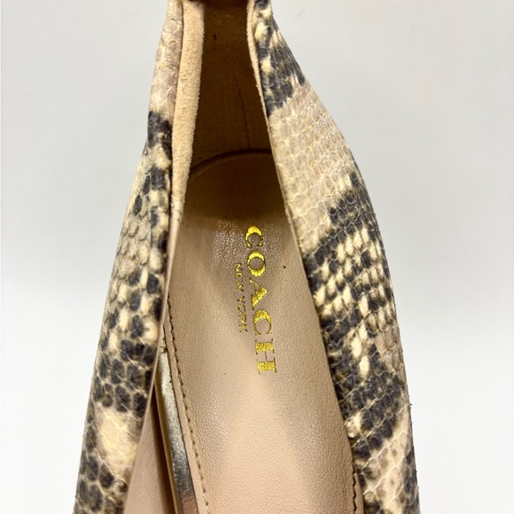 COACH Cream and Gray Snake Print Stacked Heels - Picture 2 of 12